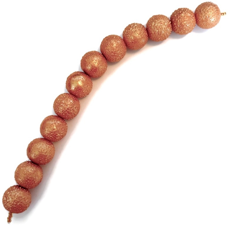 🔥$1 Clearance Peach Textured Pearlized Glass Round Beads 14mm (12)